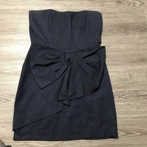 Double Zero Dark Blue Strapless Dress Bow Front